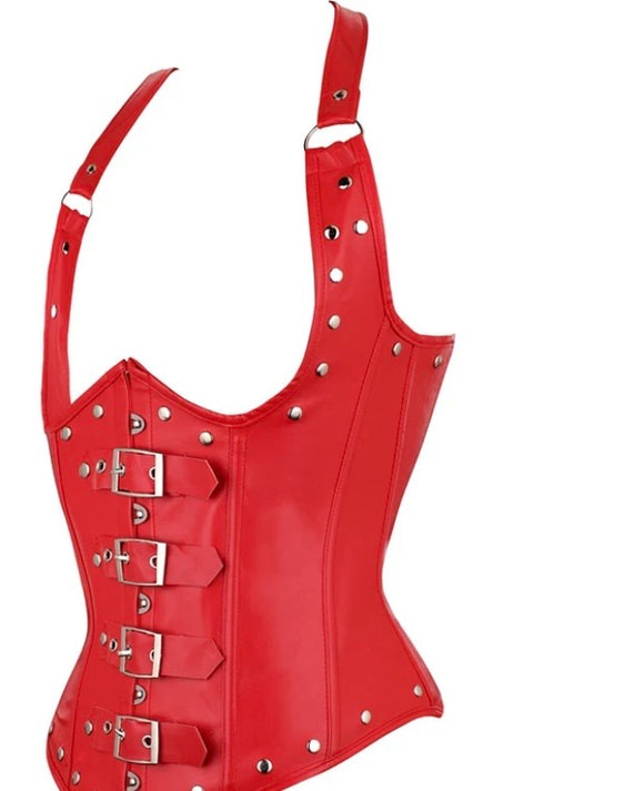 Red leather corset